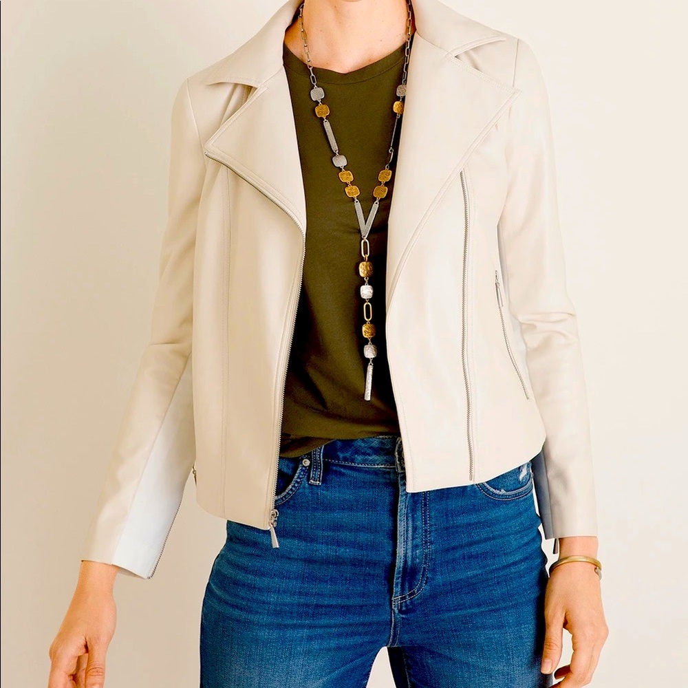 NWT! Chico’s Faux Leather Moto Jacket in White